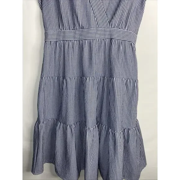 Tommy Hilfiger Striped Sleeveless Tiered Dress Blue/White Sz 6 - Picture 3 of 7